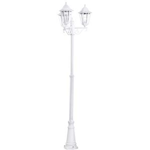 EGLO Outdoor lamp post Navedo, 3 lamp Victorian style outside lighting, garden and driveway light made of cast aluminium and glass, white lantern, E27 socket, 87 inches, IP44