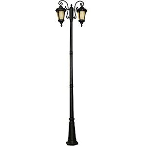 Wadrbsw Lamp Post Lights Outdoor, 2-Light Outdoor Lamp Post Light IP56 Waterproof Floor Lamp Garden Street Light Anti-Rust Aluminum High Pole Light Landscape Column Lamp Garden Lawn Lights To pursue happiness