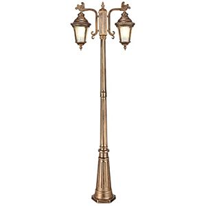 Wadrbsw Lamp Post Lights Outdoor, 270CM 106.29in Outdoor Garden Pillar Post Light Aluminum Path Pillar Lamp Glass Lantern 2-Head Bollard Path Lamp Waterproof IP65 Street Light Mains Powered Pillar High Pole L