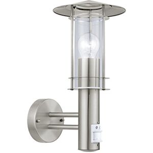 EGLO Outdoor lamp post Lisio, pier mount outside bollard light, electric garden and driveway lighting made of stainless steel and plastic, silver, white, E27 socket, IP44