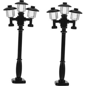 TEHAUX 2pcs Simulation Street Light Micro Pathway Lantern Post Light Post Table Lamp Street Lamp Models Interesting Pathway Lights Puzzle Toy Mini Signal Light Plastic Vintage