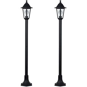 MiniSun Pair of - Traditional Victorian Style 1.2m Black IP44 Outdoor Garden Lamp Post Bollard Lights