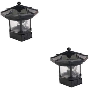 Angoily 2 Pcs Solar Rotating Light Led Deck Cap Lights Led Rotating Light Tower Vintage Solar Lantern Patio Pathway Light Solar Pathway Lights Plastic Statuette Induction to Rotate