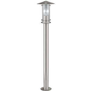 EGLO Lisio Outdoor Lamppost, Electric Garden and Driveway Lighting, Exterior Stainless Steel and Plastic Bollard Light Coloured in Silver and White, E27 Socket, IP44