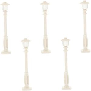 STOBOK 5pcs Simulation Street Light Mini Light Decoration Mini Resin Lamp Post Industrial Mini Lamppost Mini Pathway Lamp Miniature Post Lights Model Trains Plastic Toy Room Vintage