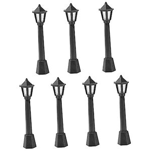 FAVOMOTO 7pcs Street Lamp Simulation Lamp Home Decoration Mini Pathway Lights Cow Plant Pot Railway Train Lamp Post Light Model Railway Street Light Mini Accessories Post Lamp Resin. 10cm