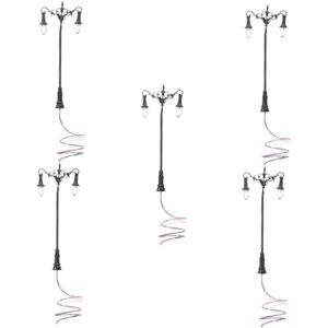 Operitacx 5pcs Micro Landscape Garden Pathway Light Model Led Wall Light Village Yard Lamp Model Sand Table Light Dollhouse Lamp Post Light Decor Ornament Lamp Mini Stainless Steel Plus Abs