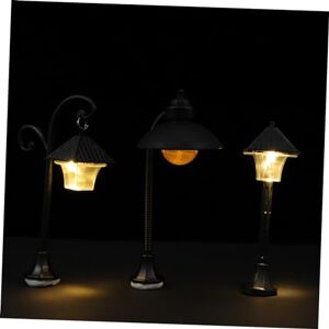 Toyvian 3 Pcs Model Light Street Light Decor Mini Pathway Lamp Miniature Street Light Microscopic Model Streetlight Dinner Table Decor Post Lamp Toys Christmas Trinkets Injection Molding