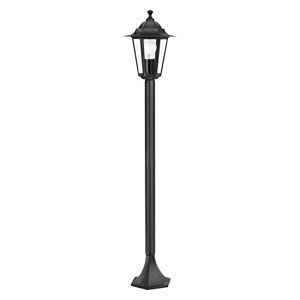 EGLO Laterna 4 outdoor lamppost, Victorian style street lamp, electric garden and driveway light, cast aluminium and glass, black lantern, E27 socket, IP44
