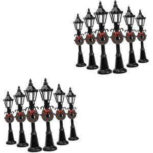 BESTonZON 12 pcs decorate house Dollhouse Street Lamp lamp post Decorative lights Christmas Micro Landscape small street light Mini Simulation Light Model