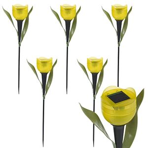 URBNLIVING Solar Powered LED Garden Pathway Lamp - Pack of 6 Tulips - 6 Colours Available (Yellow)