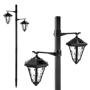 Taylor & Brown 1.4m Twin Head Solar Hanging Lamp/Post Lights, Outdoor Solar Powered Vintage Street Lights Waterproof Decorative Lamp for Garden, Lawn, Pathway, Driveway, Front/Back Door