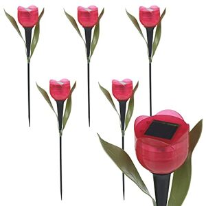 URBNLIVING Solar Powered LED Garden Pathway Lamp - Pack of 6 Tulips - 6 Colours Available (Red)