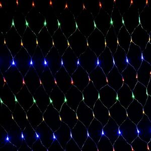 AMOS 180 LED Net Mesh String Fairy Lights 1.8m x 1.2m 4 x AA Battery Operated with 8 Functions and Timer for Indoor Outdoor Christmas Tree House Garden Decoration (Multi-Colour)