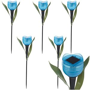 URBNLIVING Solar Powered LED Garden Pathway Lamp - Pack of 6 Tulips - 6 Colours Available (Blue)