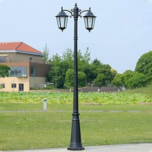 Wadrbsw Lamp Post Lights Outdoor, 280CM Outdoor Garden Pillar Post Light Aluminum Path Pillar Lamp Pillar High Pole Light Glass Lantern 2-Head Bollard Path Lamp Waterproof IP65 Street Light Mains Powered To