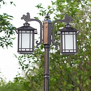 Wadrbsw Lamp Post Lights Outdoor, Outdoor Lamp Post Light Garden Path Pillar Lamp Aluminum Pillar Post Light Glass Lantern 2-Head Bollard Path Lamp Waterproof IP65 Street Light Pillar High Pole Light Mains Po