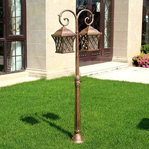 Wadrbsw Lamp Post Lights Outdoor, 2-Heads 1.4m Retro Waterproof Street Post Lamp Lawn Landscape Light Outdoor Rainproof Garden Glass High Pillar Lantern Victoria Park Patio External Floor Lighting Vintage Col