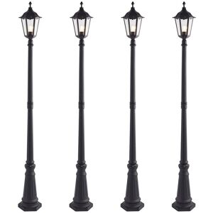 Loops 4 PACK Outdoor Post Lantern Bollard Light Matt Black & Glass 2180mm Tall Lamp