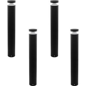 Loops 4 PACK IP44 Outdoor Bollard Light Black Cast Aluminium 11W LED Lamp Post