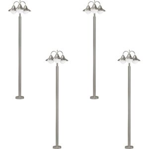 Loops 4 PACK IP44 Outdoor Bollard Light Stainless Steel 60W E27 Driveway Lamp Post