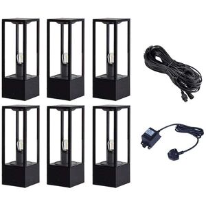 EasyFit Aspen12V Set Of 6 LED Pedestal Light Kit In Black Finish