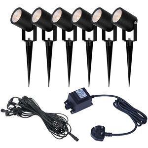 EasyFit Fern 12v Set Of 6 Garden LED Spotlight Kit In Black Finish