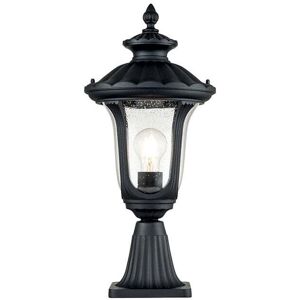 Elstead Lighting Elstead Chicago Single Pedestal Light in Textured Black finish and Seeded Clear Glass