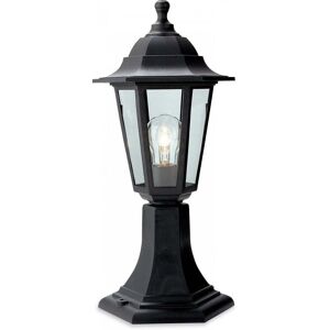 Firstlight 8350BK Malmo Single Light Outdoor Pedestal Light In Black Finish With Clear Glass Panels