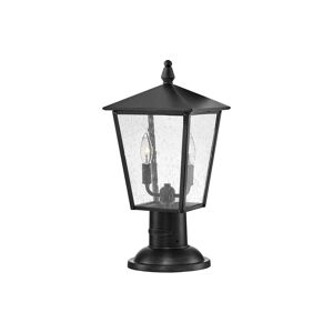 Hinkley Huntersfield 2 Light Pedestal Light in Black Finish with Clear Seeded Glass
