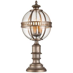 Kichler Halleron Singel Light Pedestal Light in Burnished Bronze Finish And Clear Seeded Glass