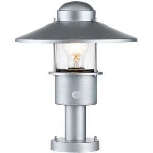 Kichler Klampenborg Single Light Pedestal Light with PIR Sensor in Silver With Clear Glass