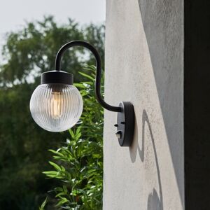 Endon 103829 Eldon Outdoor PIR Wall Light In Textured Matt Black With Ribbed Glass