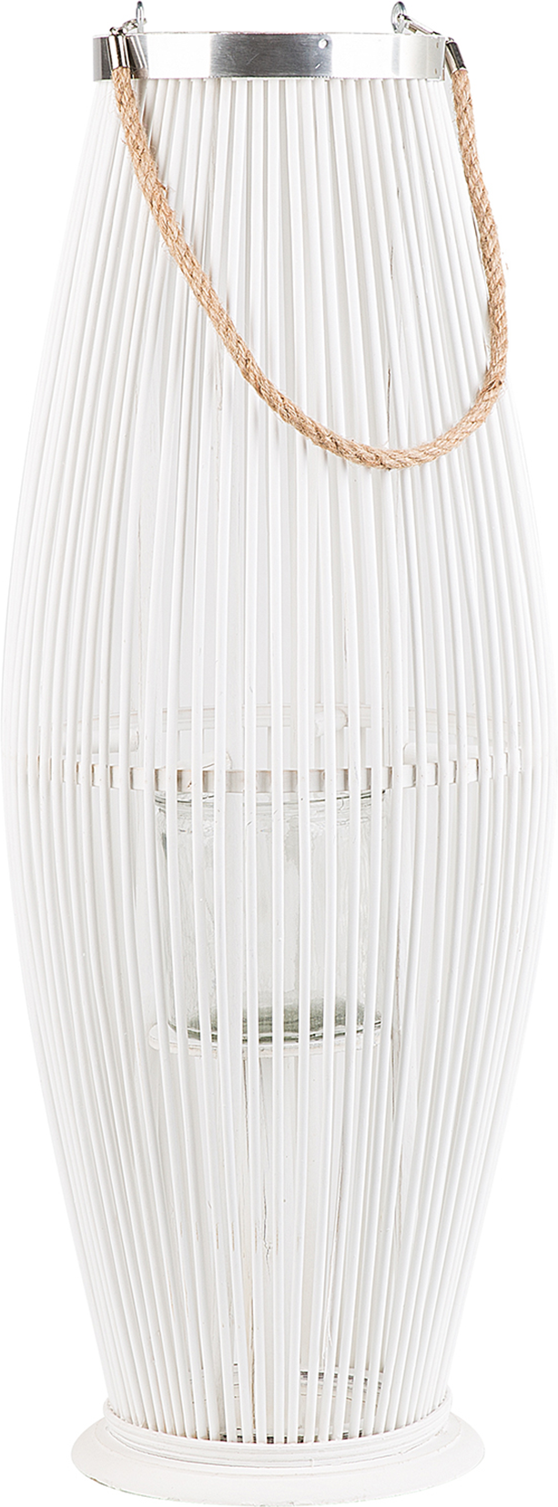 Beliani Lantern White Willow 84 cm Boho Decor Piece