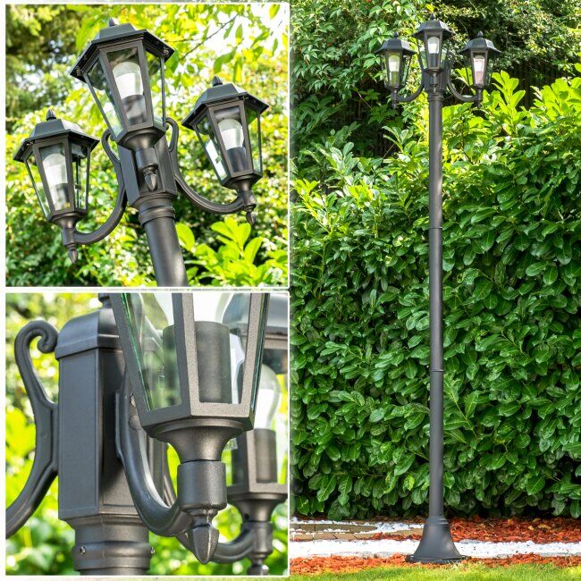 hofstein NATAL Lamp Post black, 3-light sources - antique, cottage - outdoors - Expected delivery time: 6-10 working days