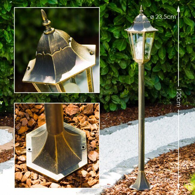 hofstein Hongkong Outdoor Floor Lamp gold, bronze, 1-light source - antique, cottage - outdoors - Expected delivery time: 6-10 working days
