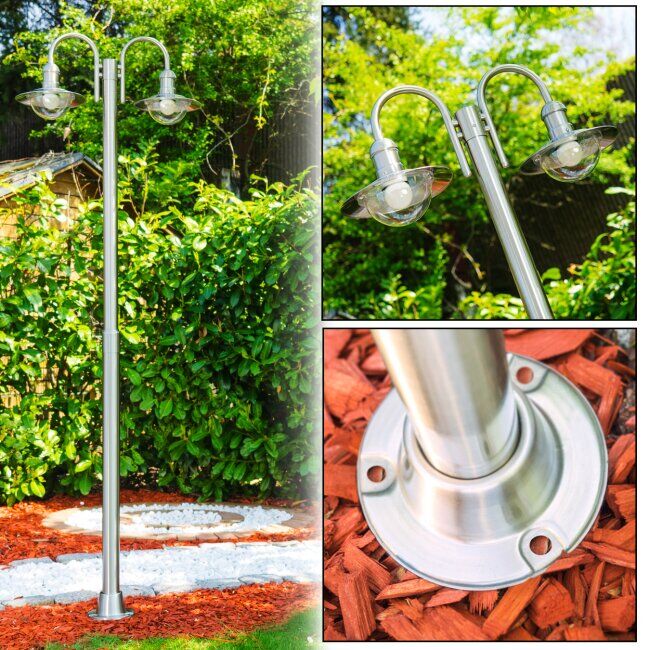 hofstein Elima lamppost stainless steel, 2-light sources - modern - outdoors - Expected delivery time: 6-10 working days