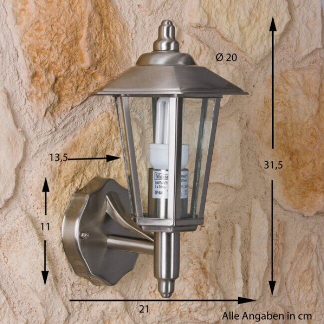 hofstein Massive - Philips Galveston outdoor wall light stainless steel, transparent, clear, 1-light source - modern - outdoors - Expected delivery time: 6-10 working days