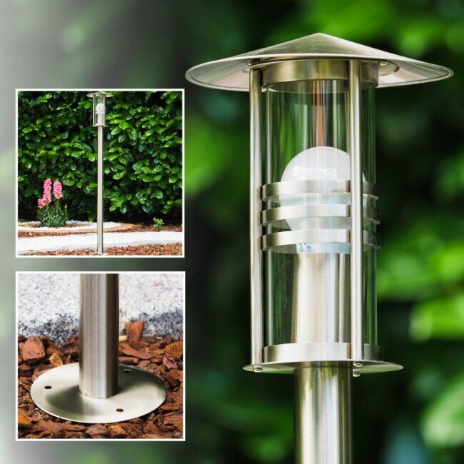 hofstein Fukuoka outdoor floor lamp stainless steel, transparent, clear, 1-light source - modern - outdoors - Expected delivery time: 6-10 working days