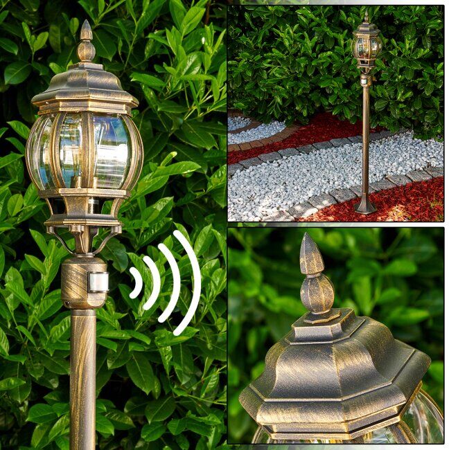 hofstein Lentua outdoor Floor Lamp brown, gold, 1-light source, Motion sensor - antique, cottage - outdoors - Expected delivery time: 6-10 working days