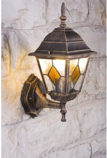 hofstein Antibes outdoor wall light brown, gold, 1-light source - antique, cottage - outdoors - Expected delivery time: 6-10 working days