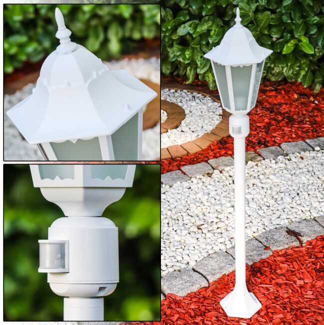 hofstein HONGKONG FROST outdoor floor lamp white, 1-light source, Motion sensor - antique, cottage - outdoors - Expected delivery time: 6-10 working days