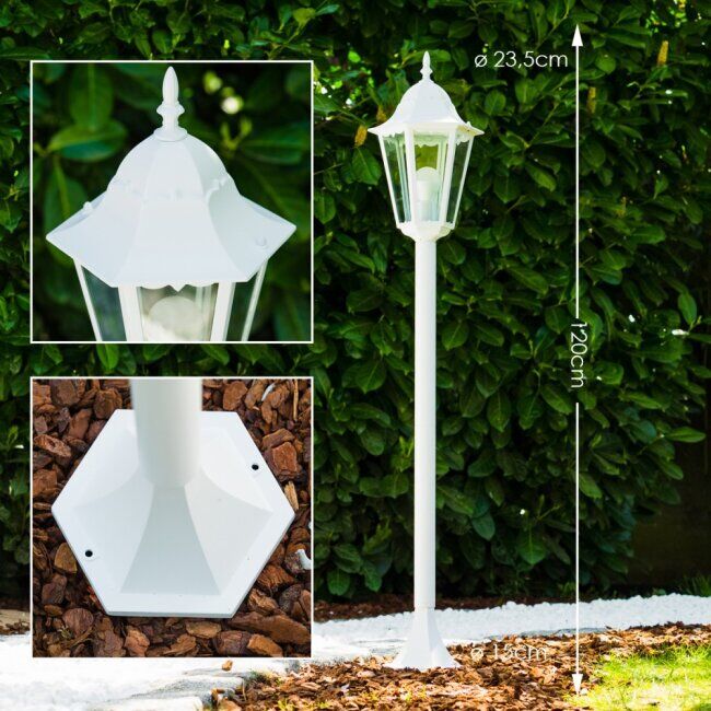 hofstein Bristol outdoor floor lamp white, 1-light source - antique, cottage - outdoors - Expected delivery time: 6-10 working days