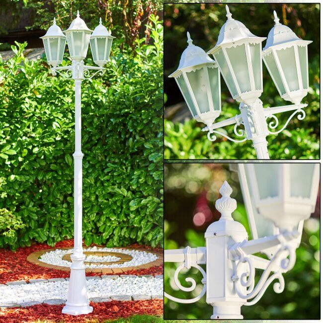 hofstein Lutec Hongkong lamppost white, 3-light sources - antique, cottage - outdoors - Expected delivery time: 6-10 working days