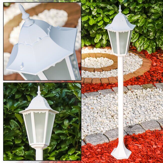 hofstein HONGKONG FROST outdoor floor lamp white, 1-light source - antique, cottage - outdoors - Expected delivery time: 6-10 working days