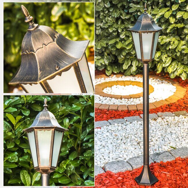 hofstein HONGKONG FROST outdoor floor lamp brown, gold, 1-light source - antique, cottage - outdoors - Expected delivery time: 6-10 working days