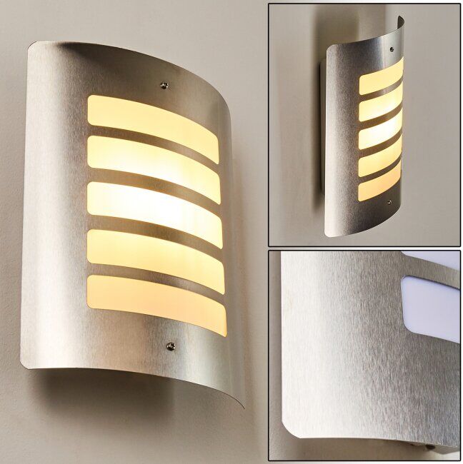 hofstein ALSLEV Outdoor Wall Light stainless steel, 1-light source - Basic, contemporary, modern - outdoors - Expected delivery time: 6-10 working days