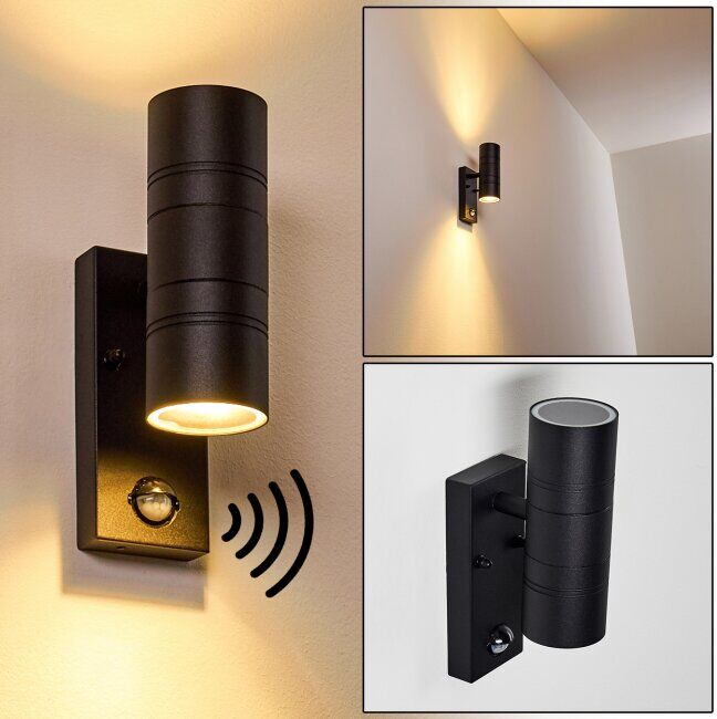 hofstein FROSLEV Outdoor Wall Light LED black, 2-light sources, Motion sensor - Basic, contemporary, modern, purist - outdoors - Expected delivery time: 6-10 working days