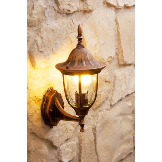 hofstein Ribadeo outdoor wall light brown, gold, 1-light source - antique, cottage - outdoors - Expected delivery time: 6-10 working days