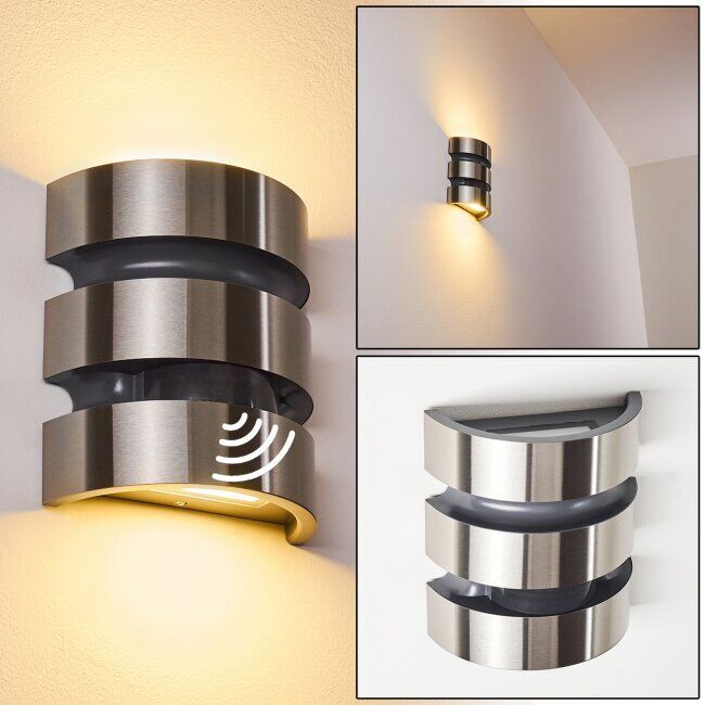 hofstein KOLDING Outdoor Wall Light LED black, stainless steel, 1-light source, Motion sensor - modern - outdoors - Expected delivery time: 6-10 working days